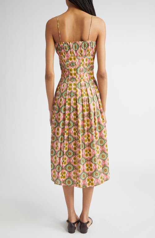 Mille Tully Floral Pleated Cotton Midi Sundress In Multi