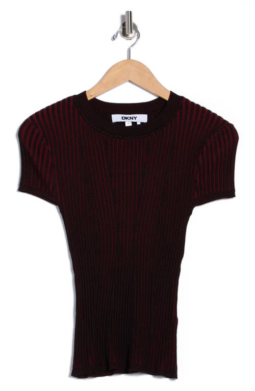 Dkny Short Sleeve Rib Knit Sweater In Red