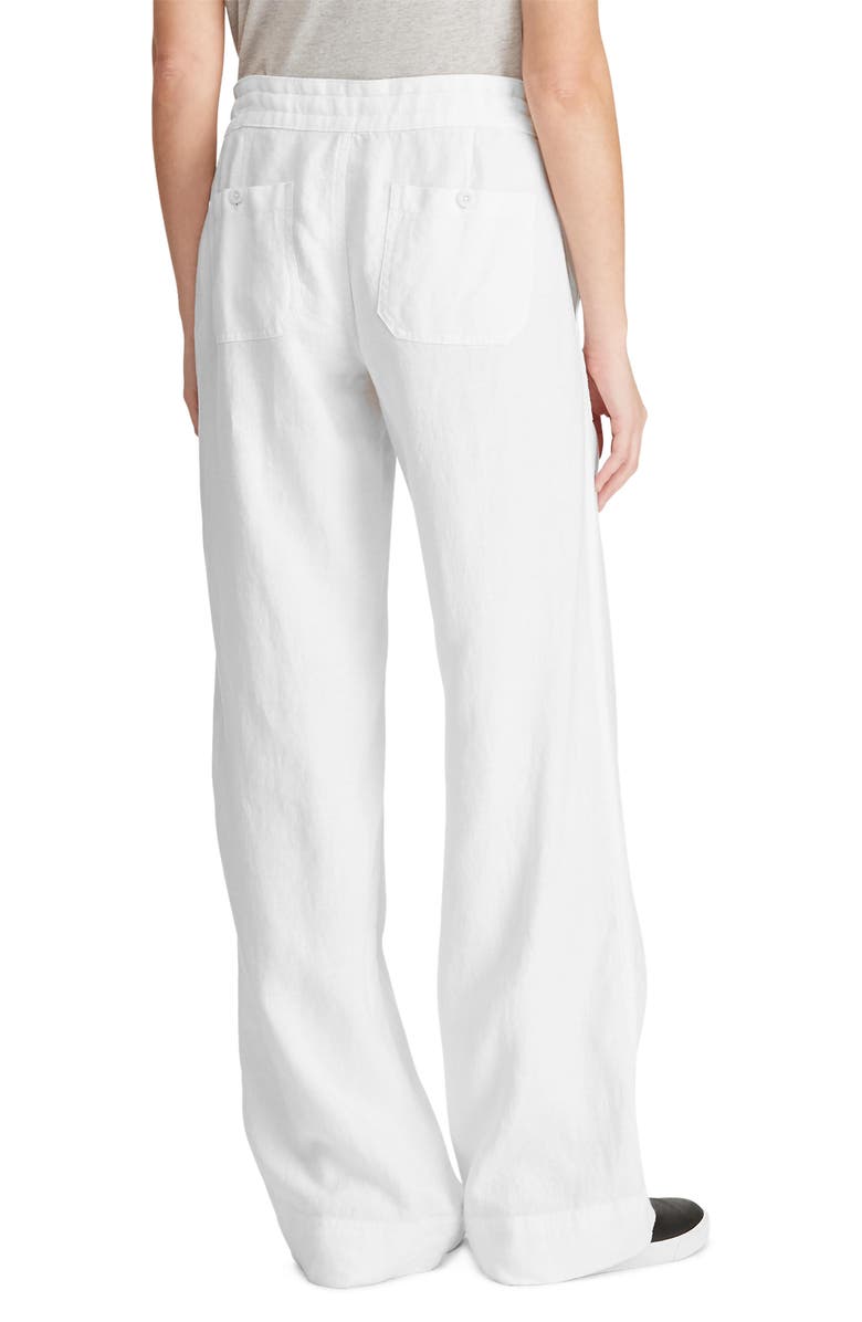 Lauren Ralph Lauren Wide Leg Linen Pants, Alternate, color, White