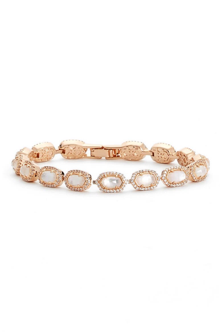 'Cole' Crystal Line Bracelet, Main, color, IVORY MOP/ ROSE GOLD