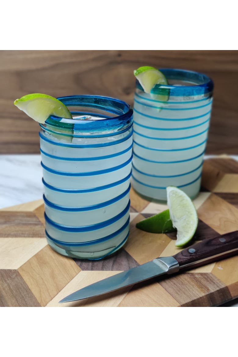 Spiral Design Drinking Glasses - Set of 6, Alternate, color, Aqua