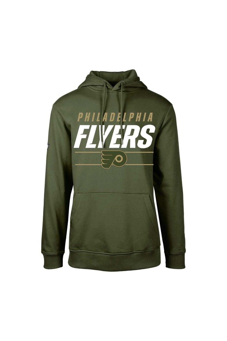 Youth Levelwear Olive Philadelphia Flyers Podium Fleece Pullover Hoodie, Main, color, Olive