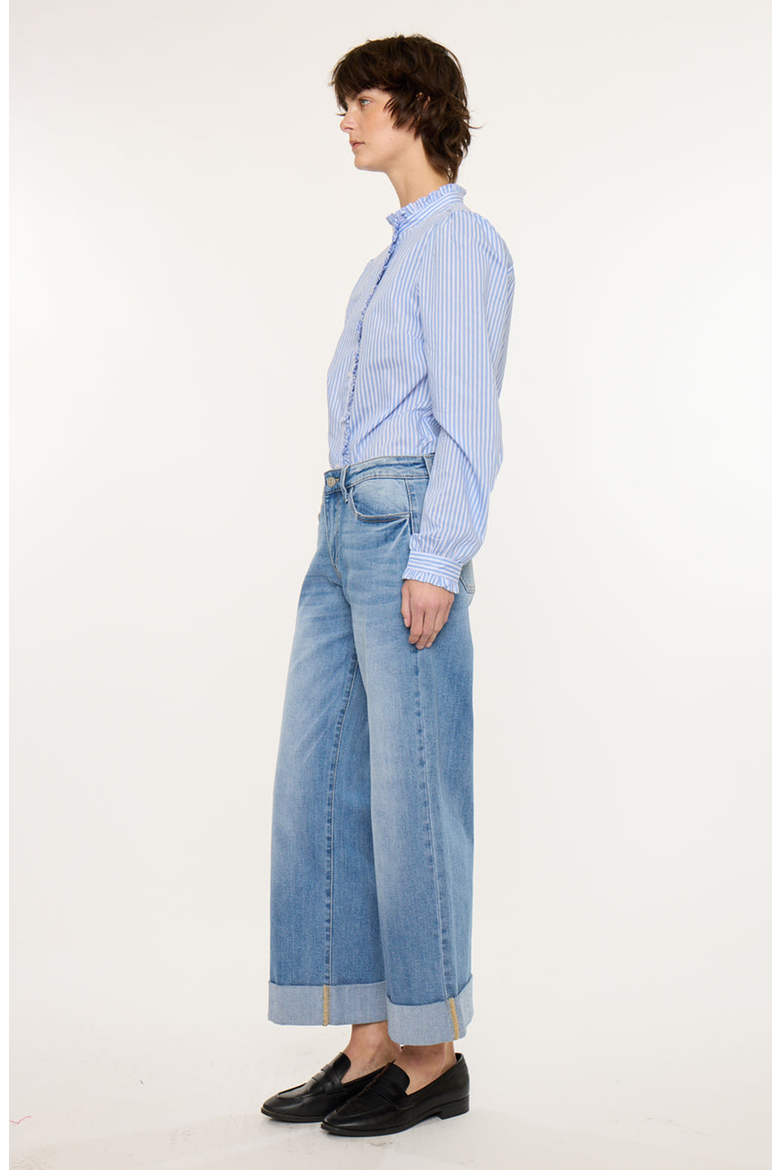 Angie Essentials Mid Rise Cropped Wide Leg Jeans, Alternate, color, Medium Wash