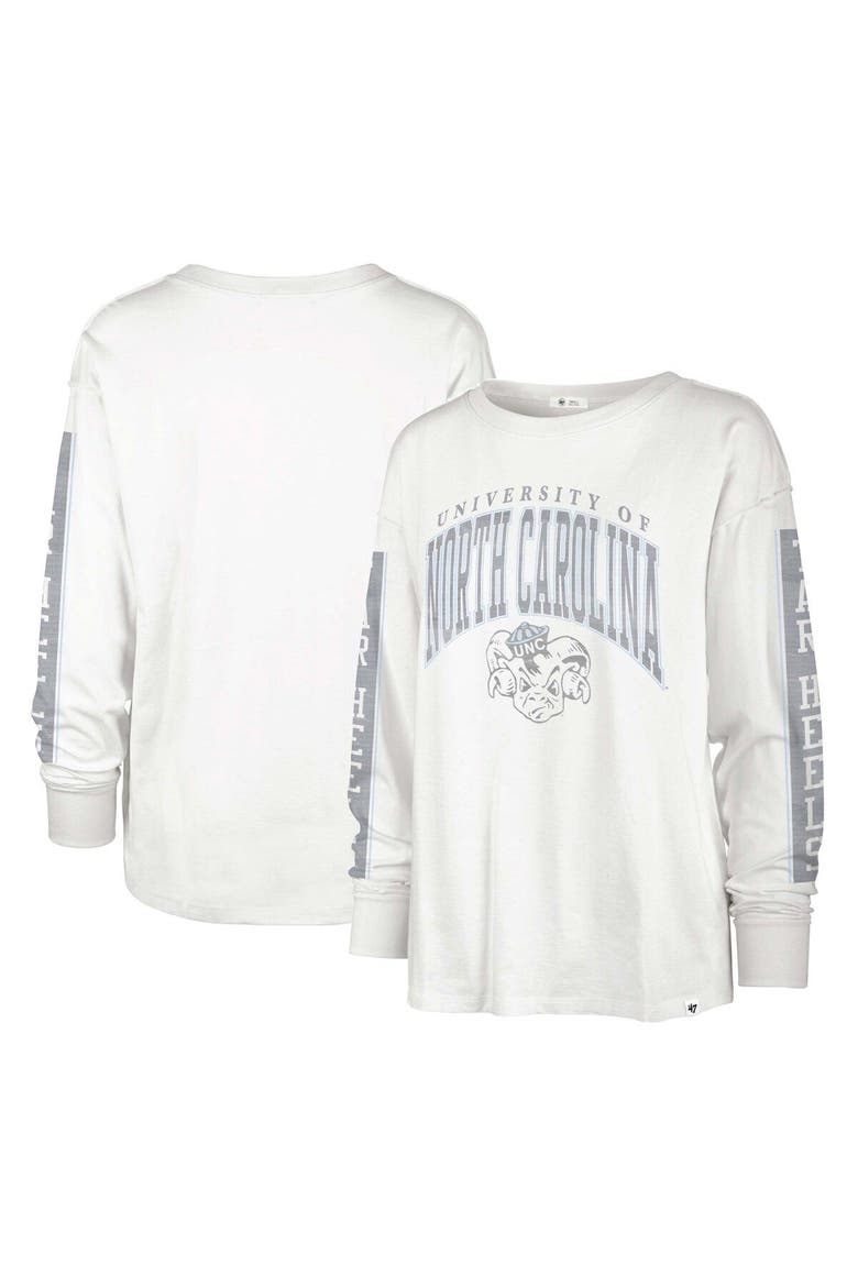 Women's '47 Cream North Carolina Tar Heels Statement SOA 3-Hit Long Sleeve T-Shirt, Main, color, White