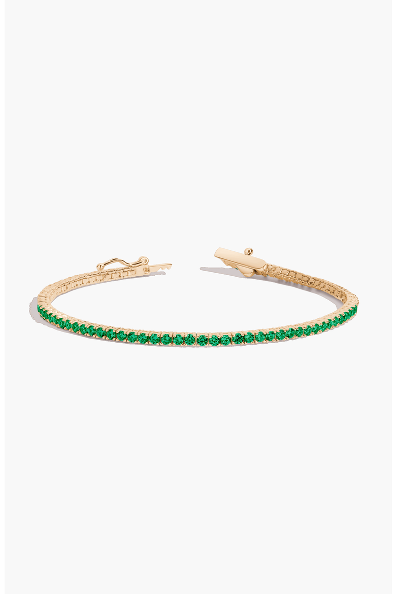 Lab Grown 3ct Green Emerald Tennis Bracelet, Main, color, Yellow Gold Vermeil