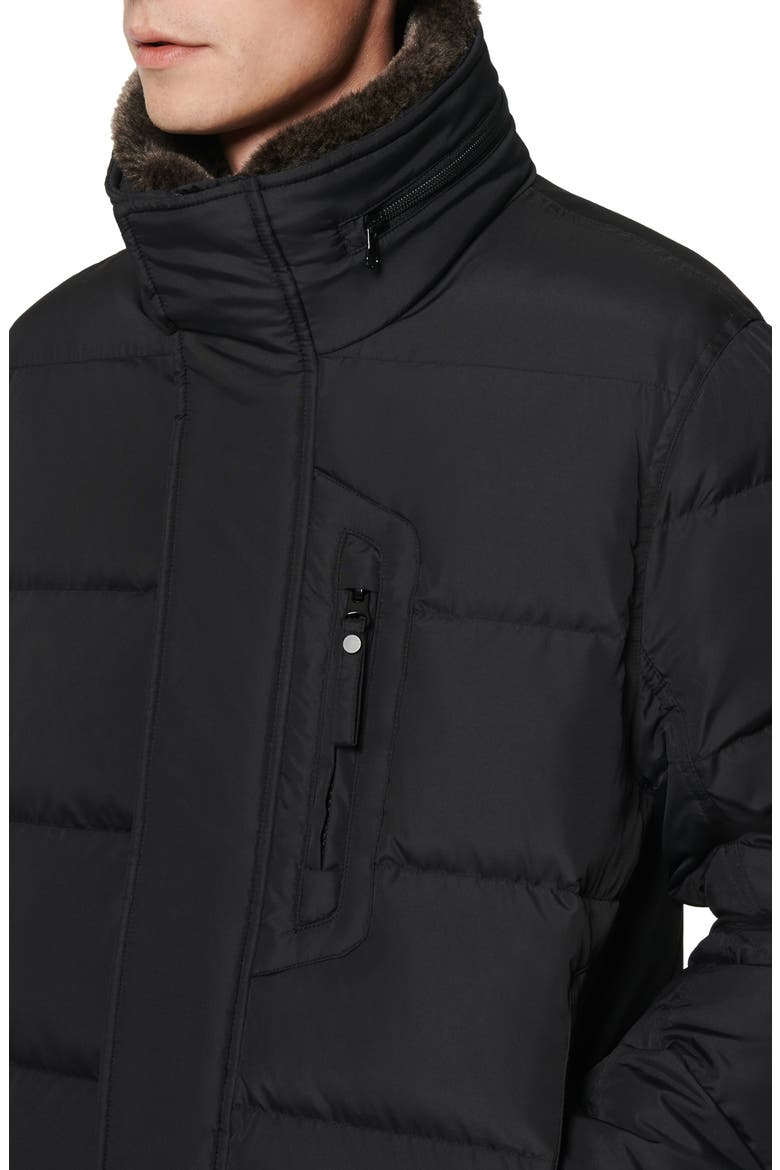 Horizon Down & Feather Coat with Faux Fur Collar, Alternate, color, BLACK