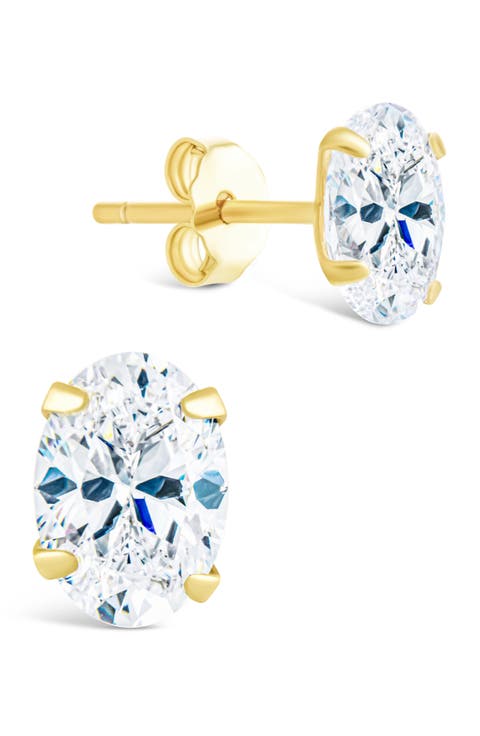 Oval-Cut Cubic Zirconia Stud Earrings