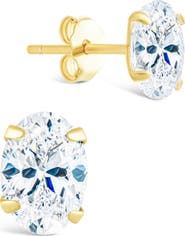 Sterling Forever Oval-Cut Cubic Zirconia Stud Earrings