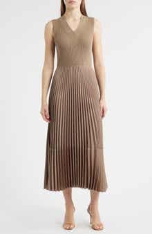 BOSS Fararan Pleated Mixed Media Maxi Dress