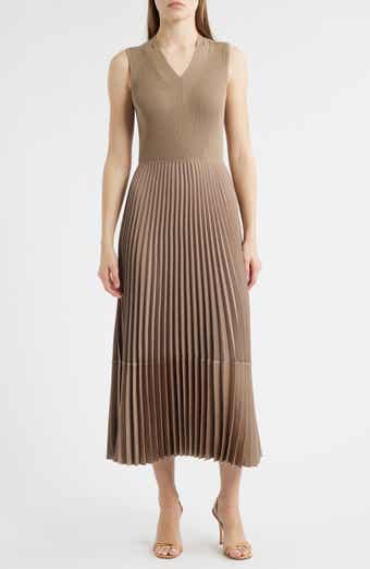 BOSS Fararan Pleated Mixed Media Maxi Dress