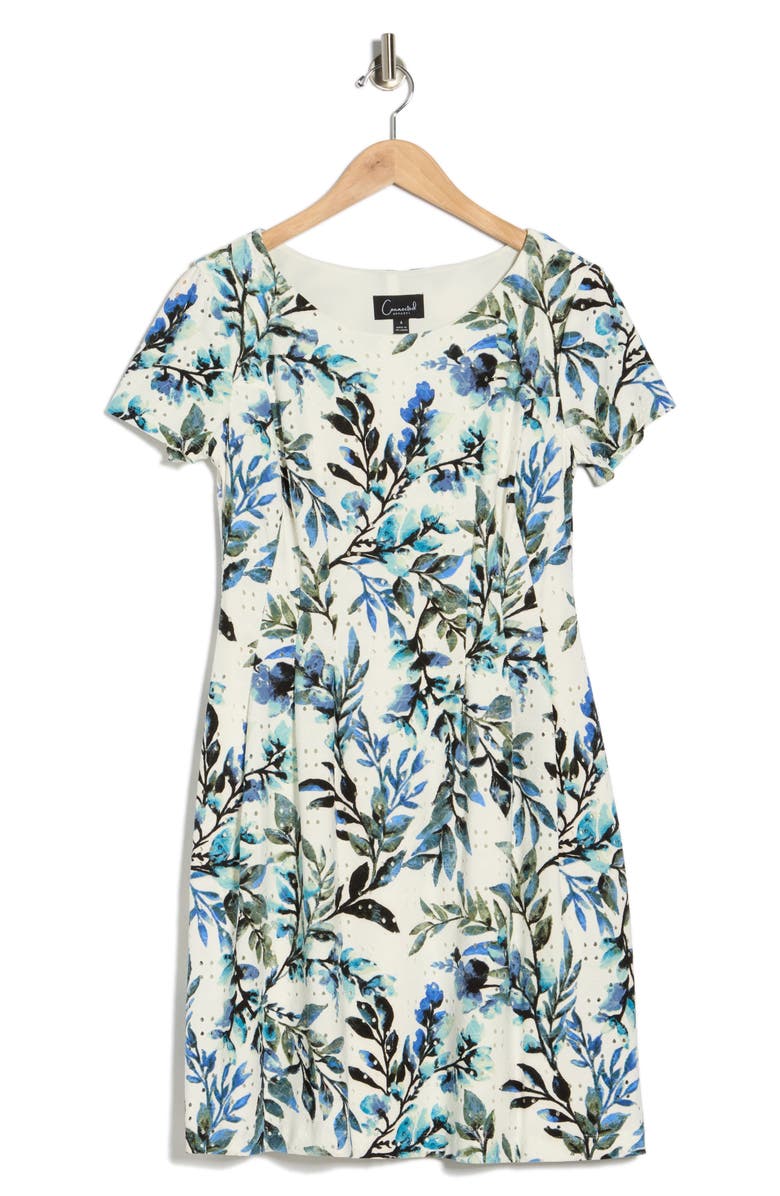 Connected Apparel Eyelet Embroidered Dress, Alternate, color, Blue