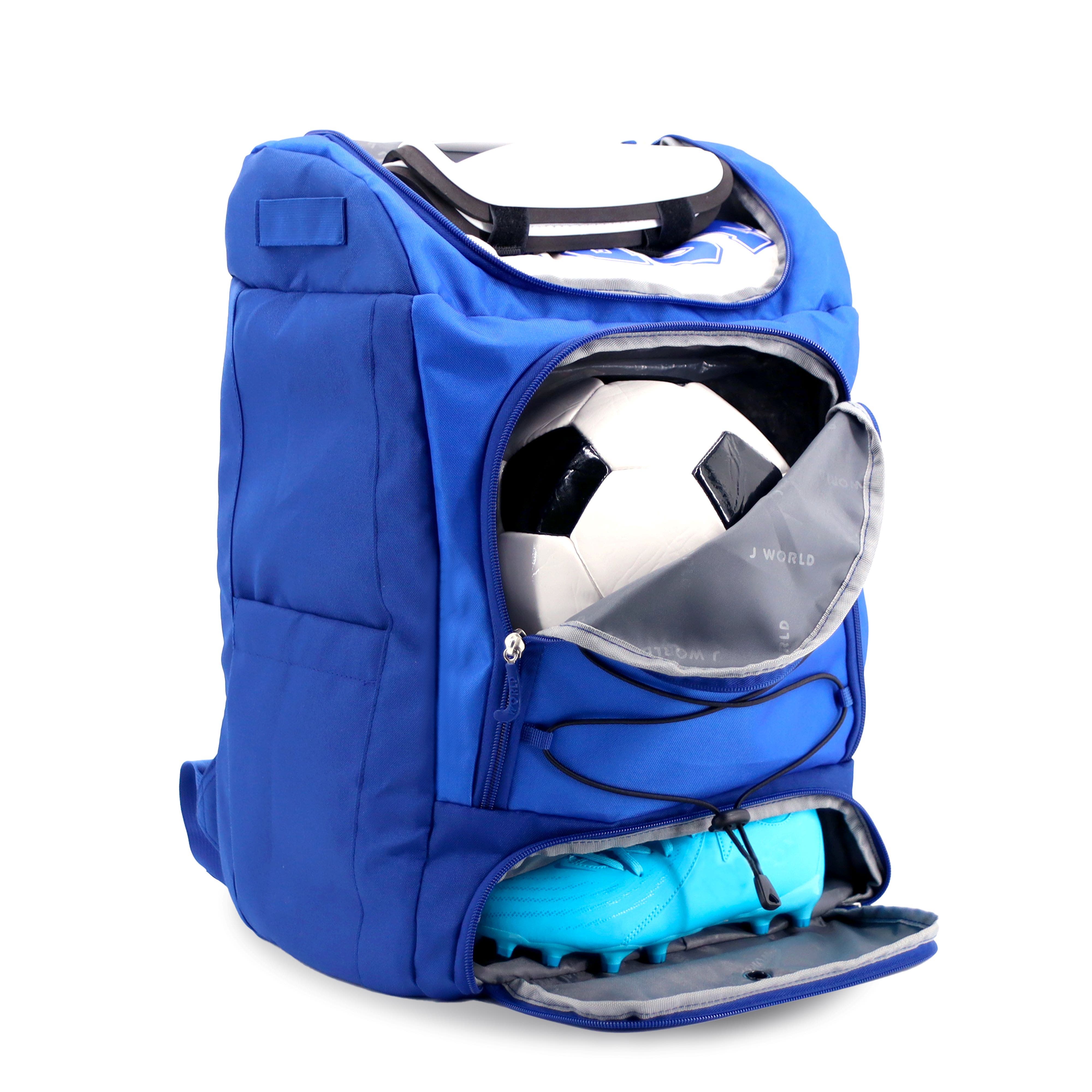 Athlete Multi Sports Backpack with Shoe Compartment Bat Holders and Night Visibility, Alternate, color, Navy