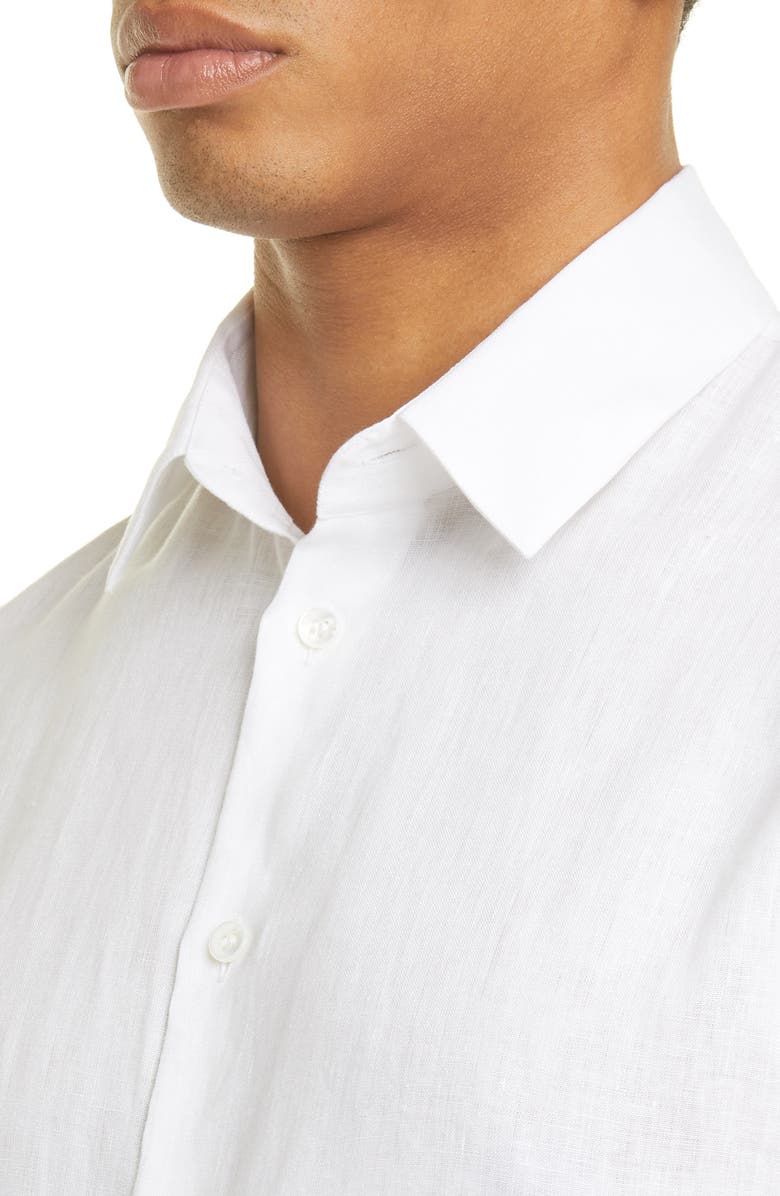Giorgio Armani Slim Fit Long Sleeve Linen Button-Up Shirt, Alternate, color, 