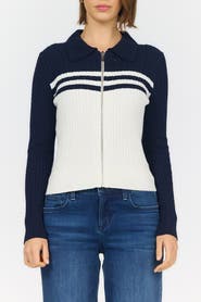 Dear John Nola Long Sleeve Zip Up Fitted Sweater