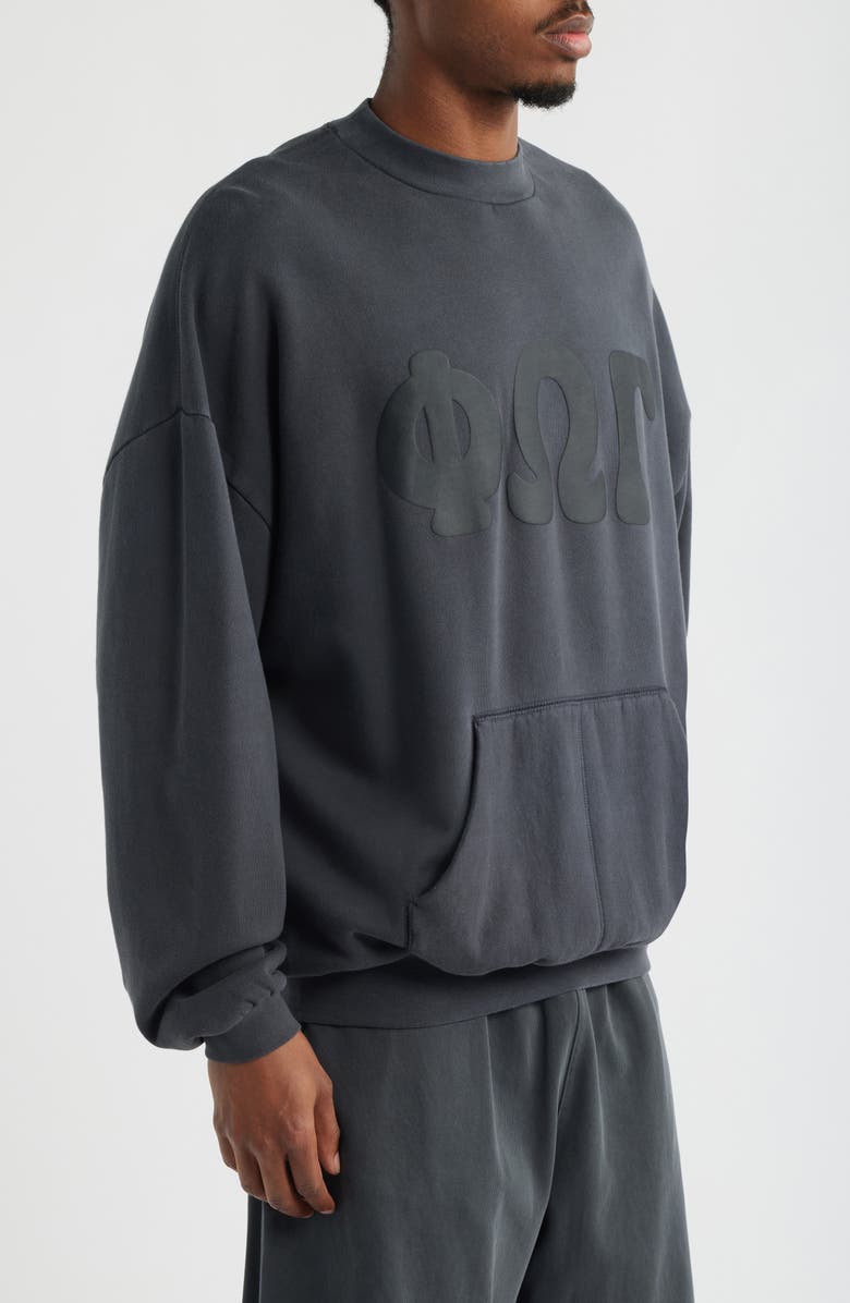 Fear of God Essentials '90s Graphic Crewneck Sweatshirt, Alternate, color, Washed Iron Grey