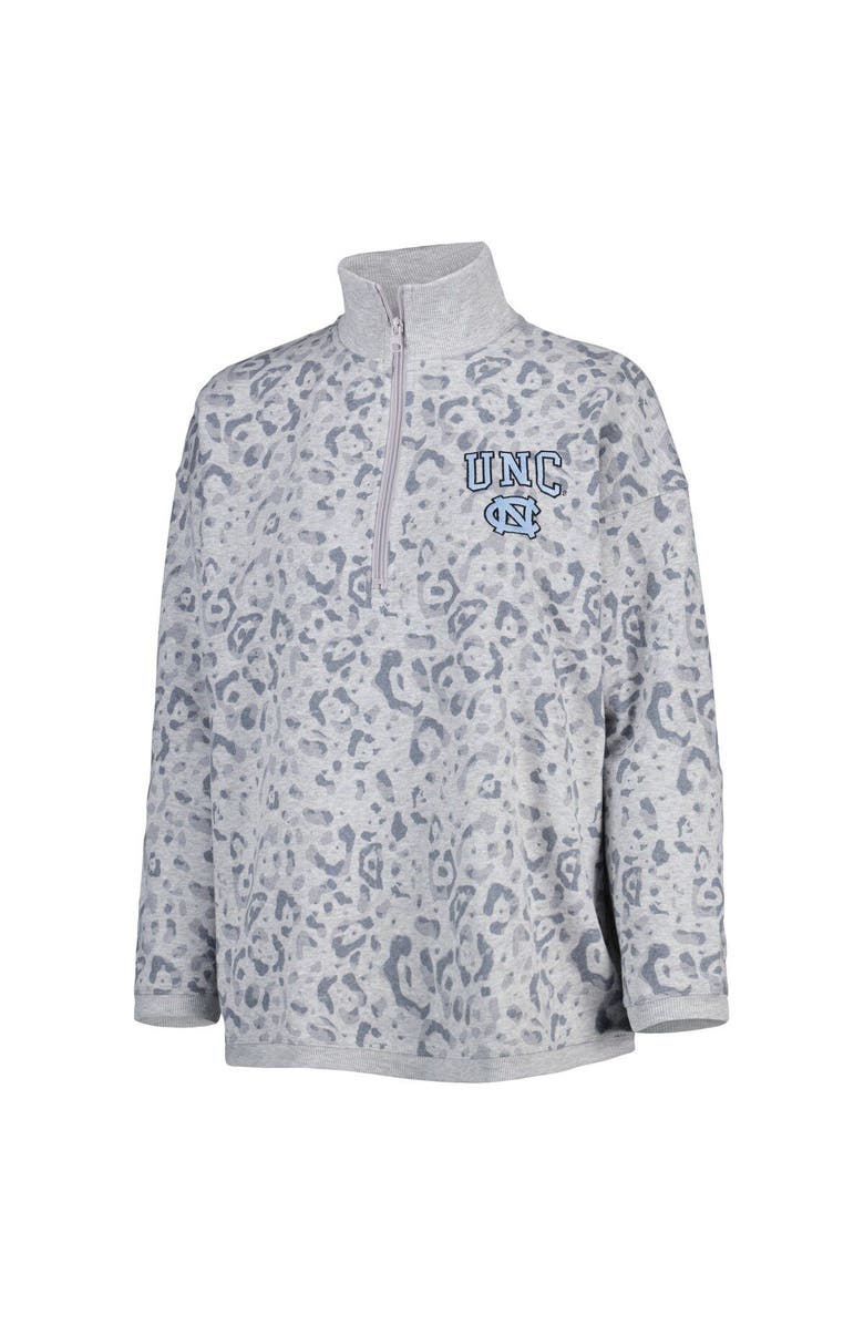 GAMEDAY COUTURE Women's Gameday Couture Heather Gray North Carolina Tar Heels Leopard Quarter-Zip Sweatshirt, Alternate, color, 