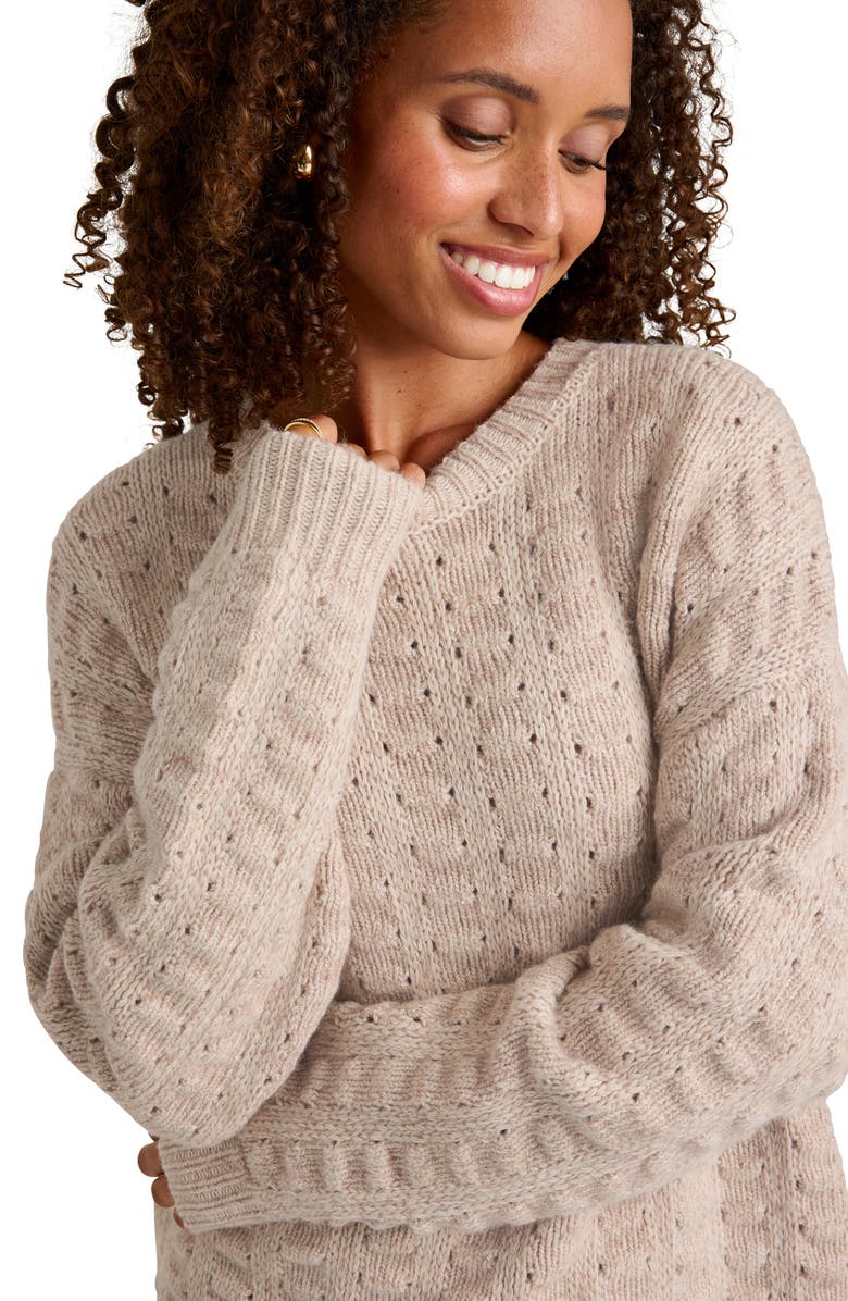 Splendid Candace Texture Crewneck Sweater, Alternate, color, Toast