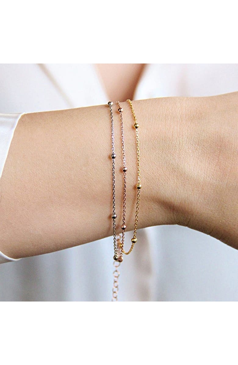 Spero London Fine Beaded Chain Bracelet Satellite in Sterling Silver, Alternate, color, Silver