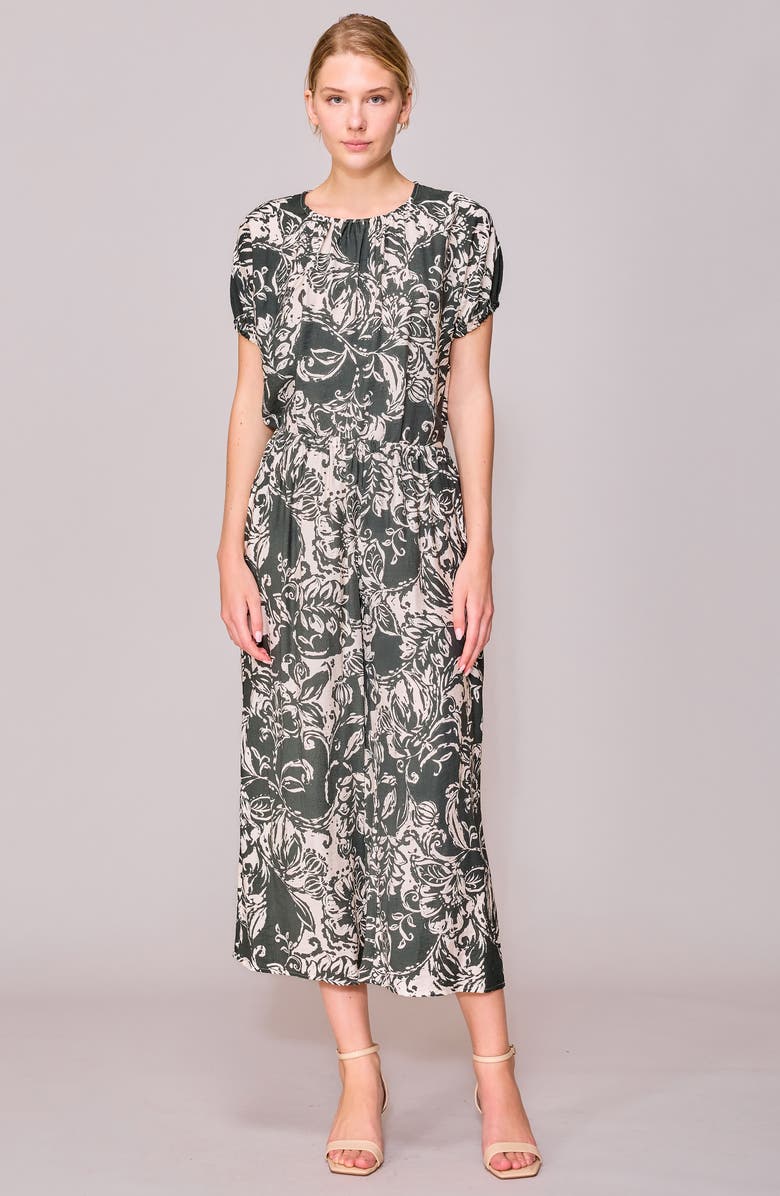 MELLODAY Print Puff Sleeve Top, Alternate, color, Olive Ivory