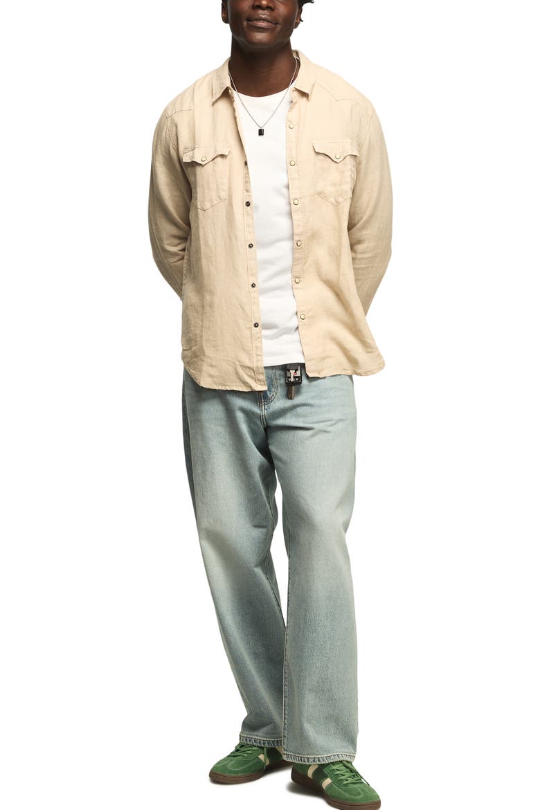 Linen Snap-Up Western Shirt, Alternate, color, VINTAGE KHAKI