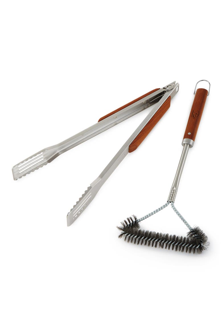 BBQ Tongs & Brush Set, Main, color, BROWN