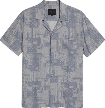 Rails Ace Bandana Print Short Sleeve Linen Blend Button-Up