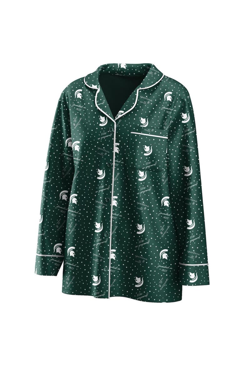 Women's WEAR by Erin Andrews MSU Spartans Long Sleeve Top & Pants Sleep Set, Alternate, color, GREEN