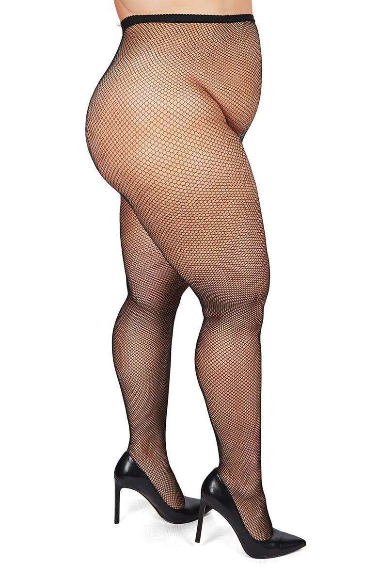 MeMoi Curvy Fishnet Tights, Main, color, Black
