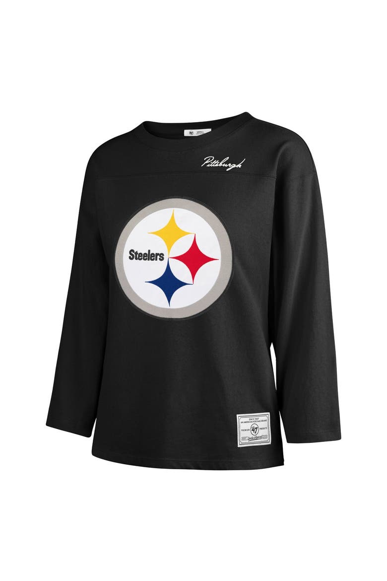 Women's '47 Black Pittsburgh Steelers Game Nod Timeless Long Sleeve T-Shirt, Alternate, color, Black