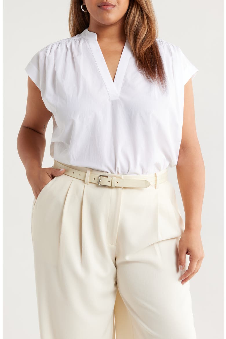 Shirred Cap Sleeve Top, Main, color, WHITE