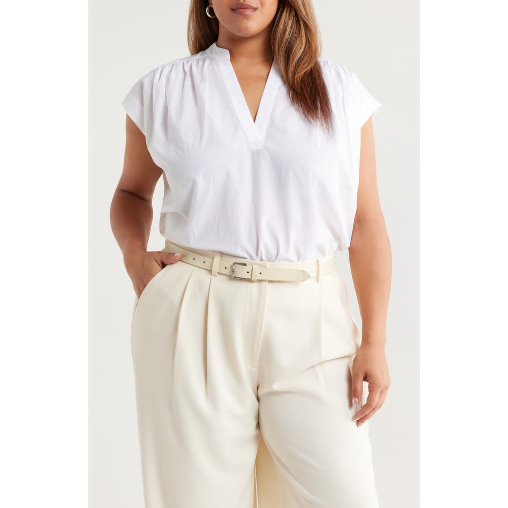 Nordstrom Shirred Cap Sleeve Top In White