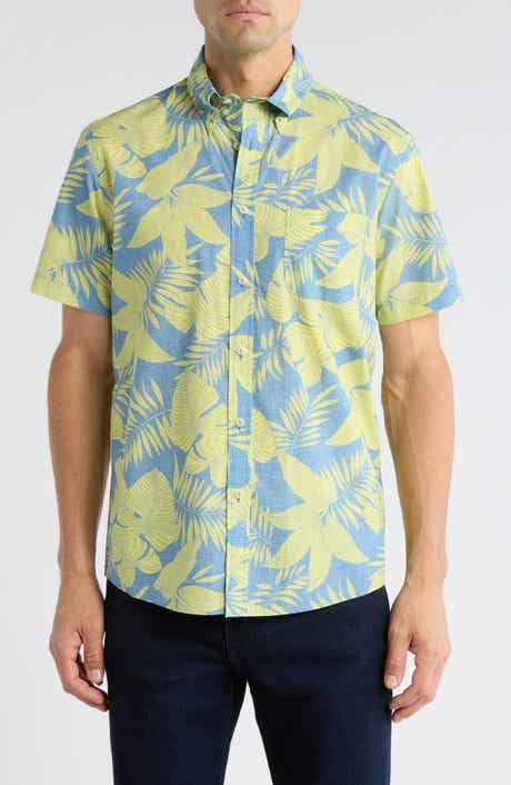 Brooks Brothers Regular Fit Leaf Print Short Sleeve Cotton Button-Down Shirt