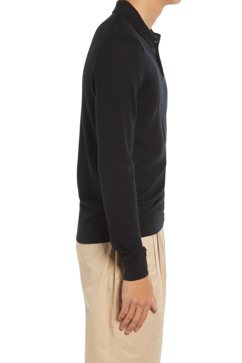 Trafford Long Sleeve Wool Polo Sweater, Alternate, color, BLACK