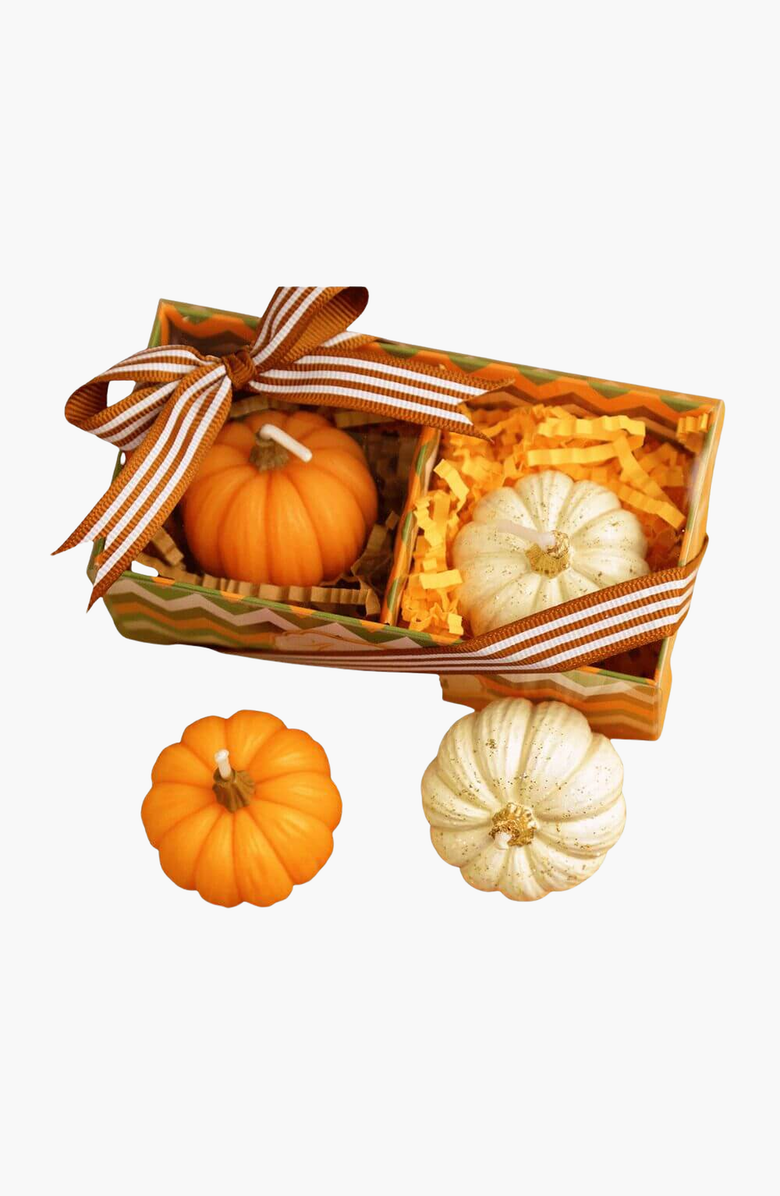 Southlake gifts Autumn Pumpkin Candles, Alternate, color, Orange / Off-White