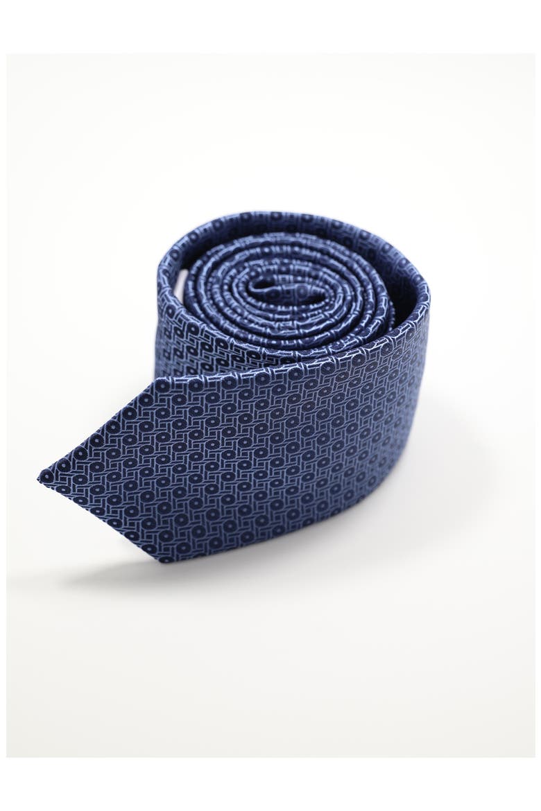 Geometric Neat Tie, Alternate, color, NVY/ BLUE