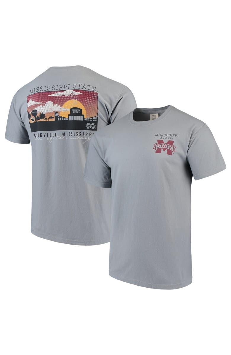 IMAGE ONE Men's Gray Mississippi State Bulldogs Comfort Colors Campus Scenery T-Shirt, Main, color, 