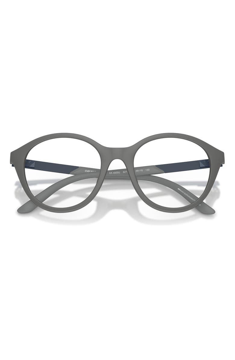 Emporio Armani Kids' 48mm Round Optical Glasses, Alternate, color, Matte Grey / Clear