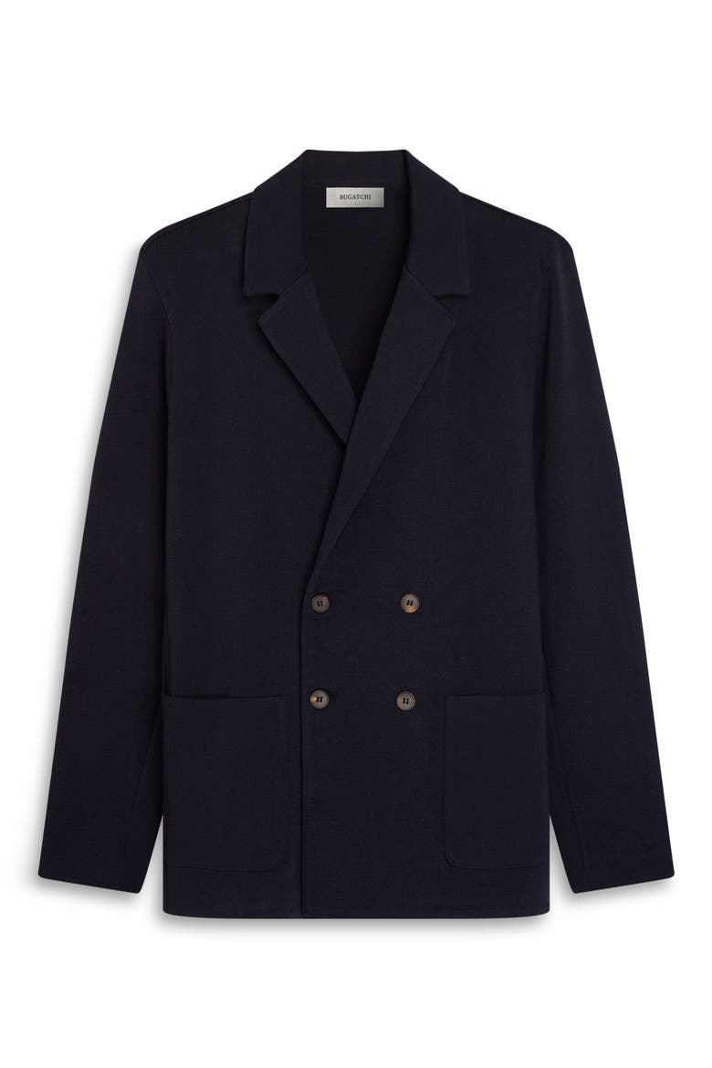 Double Breasted Merino Wool Sweater Blazer, Alternate, color, NAVY