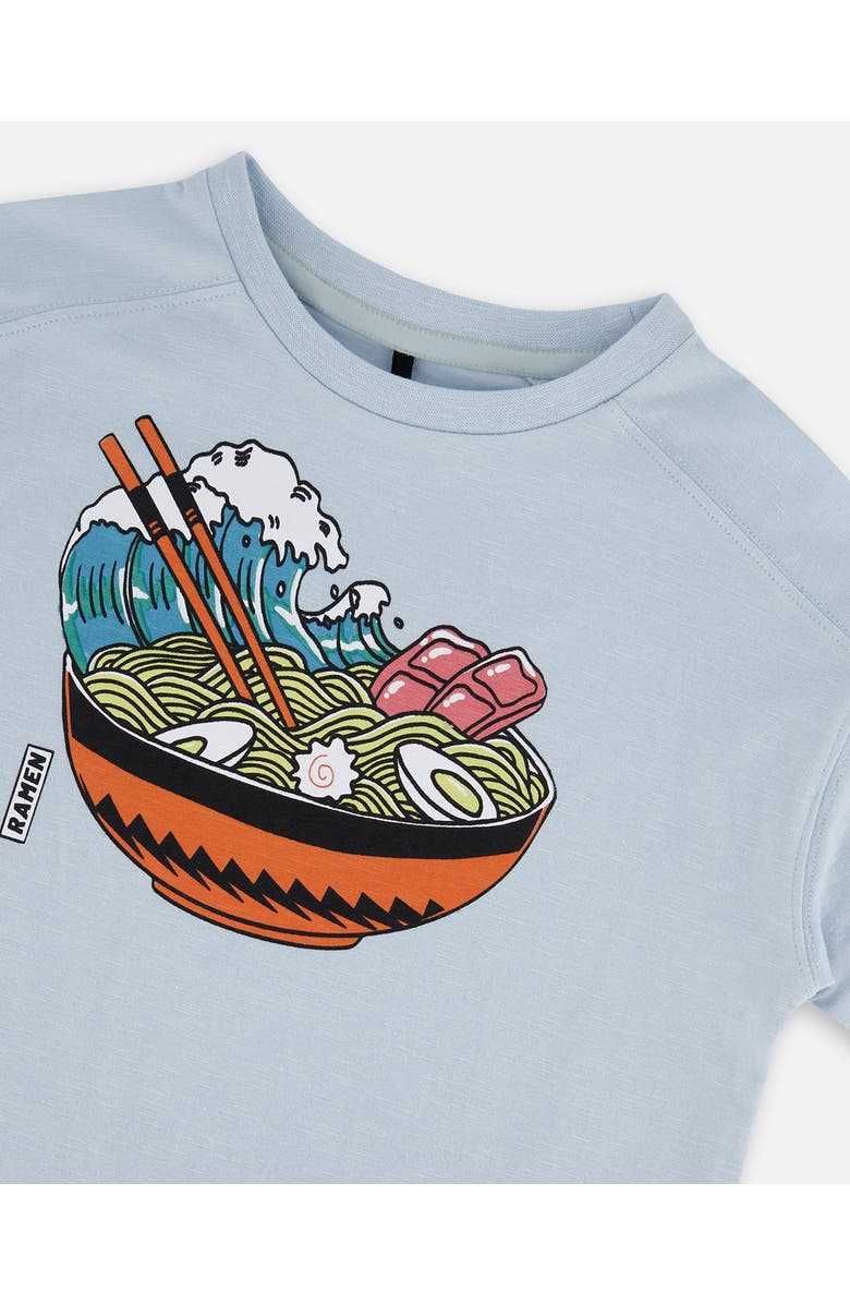 Deux par Deux Little Boy's Short Sleeve Graphic Tee Blue And Ramen, Alternate, color, Blue And Ramen