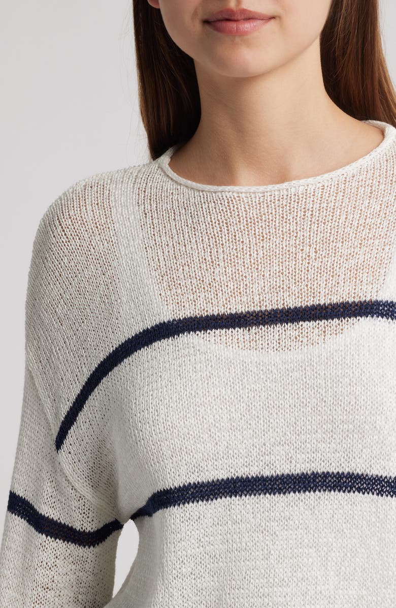 Rails Evangeline Stripe Cotton
Linen Blend Sweater, Alternate, color, White/ Navy Stripe