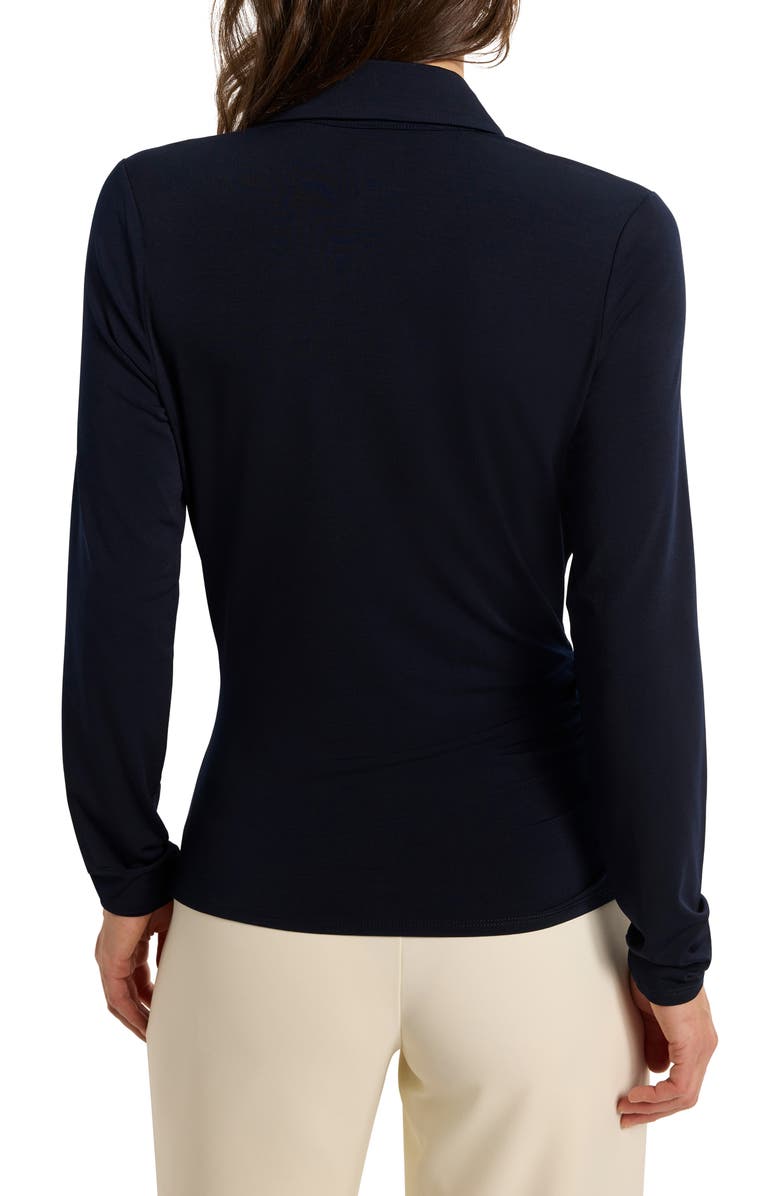 NIC+ZOE Collared Faux Wrap Top, Alternate, color, Dark Indigo