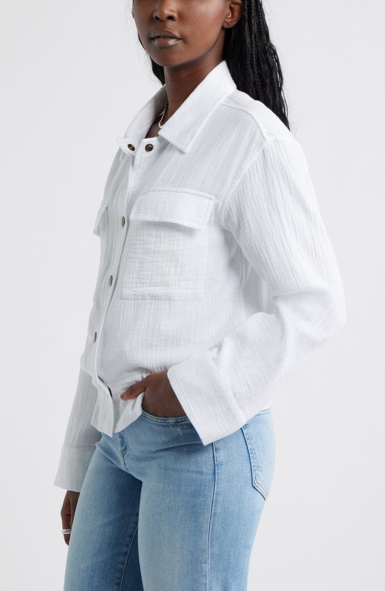 Caslon<sup>®</sup> Cotton Gauze Utility Jacket, Alternate, color, White