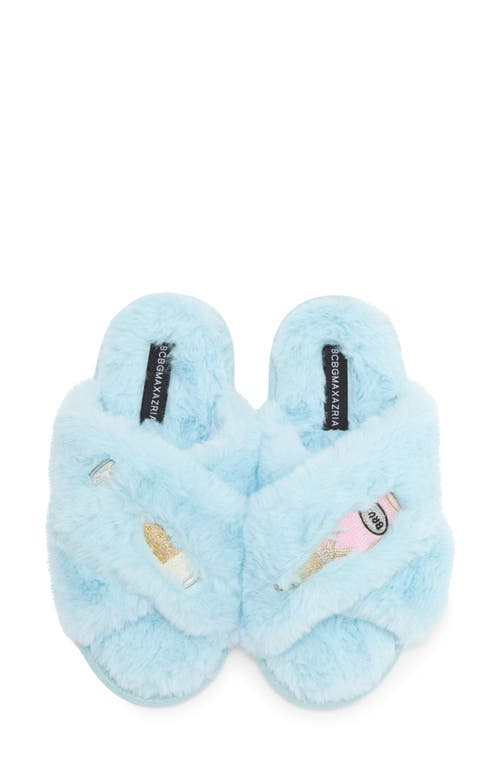 Bcbgmaxazria Faux Fur Slide Slipper In Blue