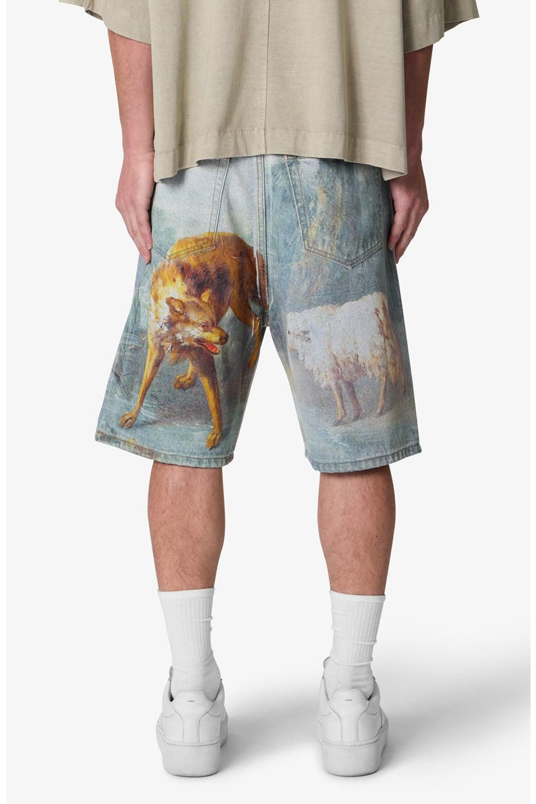 Sheep Hounded Denim Shorts, Alternate, color, BLUE MULTI