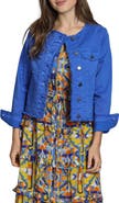 APNY Frayed Collarless Denim Jacket