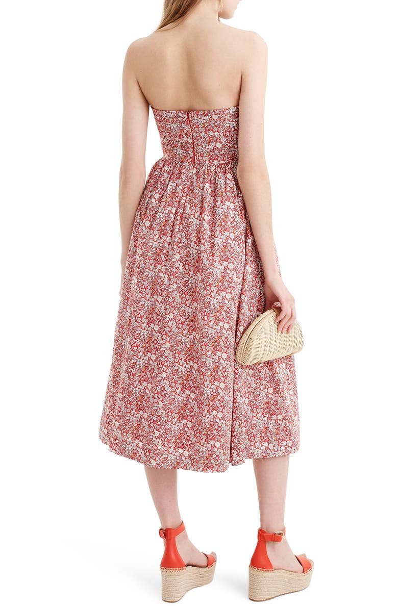 J.Crew Liberty Tie Front Strapless Dress, Alternate, color, 