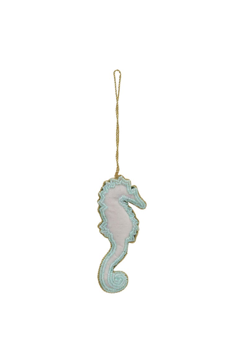 Beaded Seahorse Christmas Tree Ornament, Alternate, color, Blue