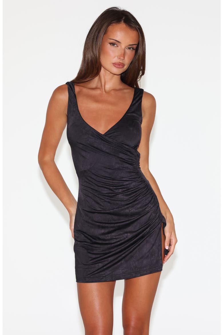 Nura Ruched Minidress, Alternate, color, BLACK