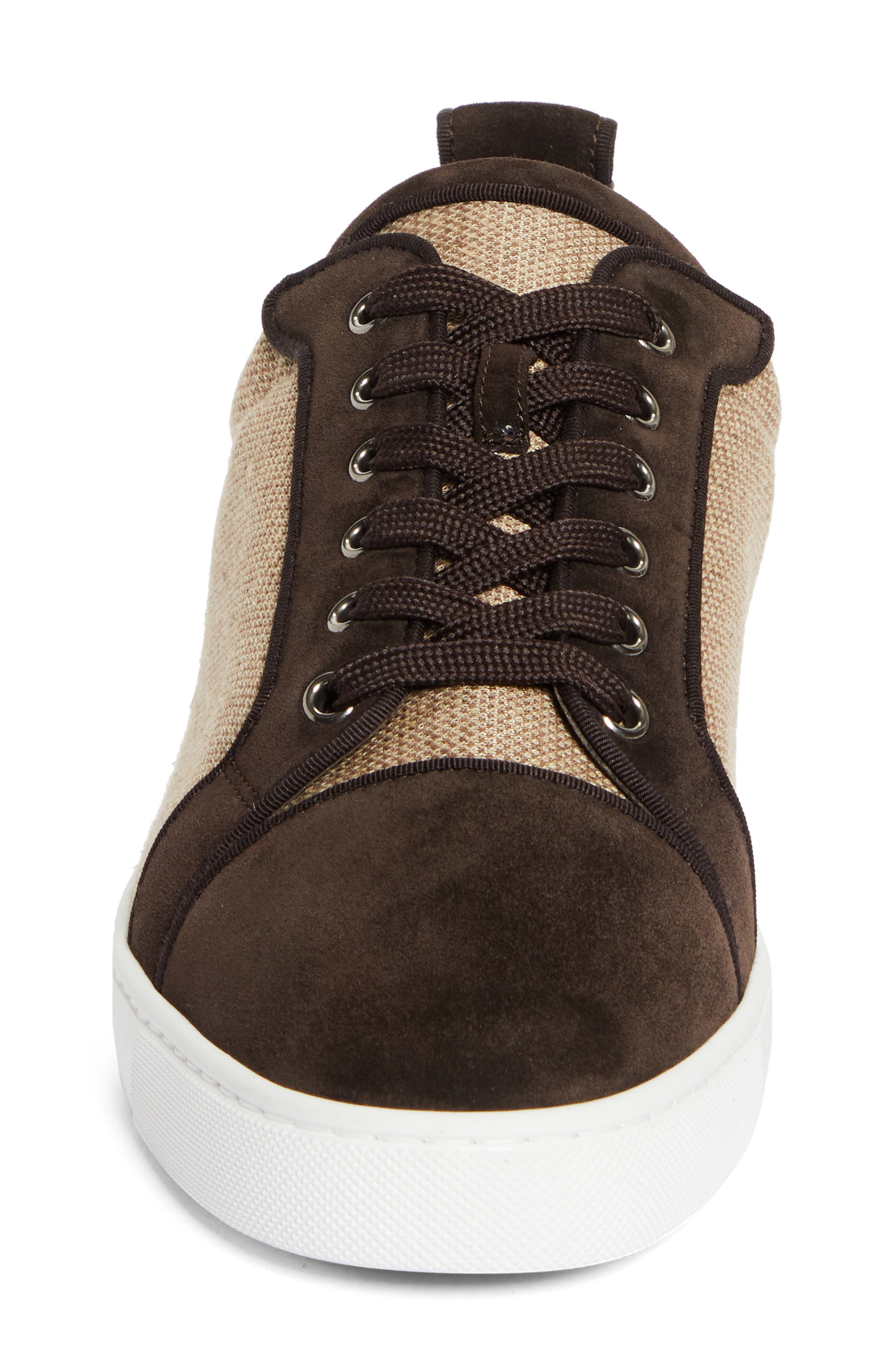 Christian Louboutin Louis Junior Orlato Mixed Media Sneaker, Alternate, color, Cafe/ Brown