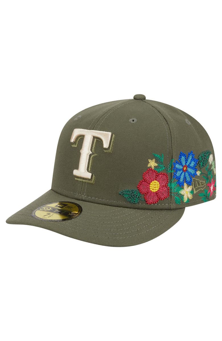 New Era Men's New Era Olive Texas Rangers Tonal Florals 59FIFTY Fitted Hat, Main, color, Olive